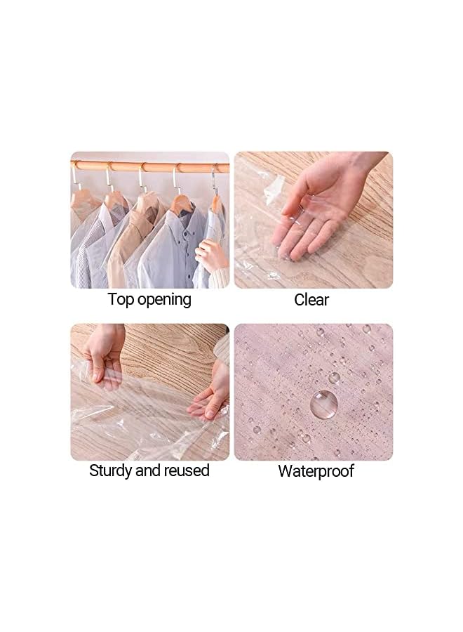 Green Tiger 50 Pack 23.6x40inch Clear Plastic Clothes Covers for Hanging Clothes Dust Proof Garment Bags for Small Business Dry Cleaning Store and Home Closet Storage Suit Cover - Image 3