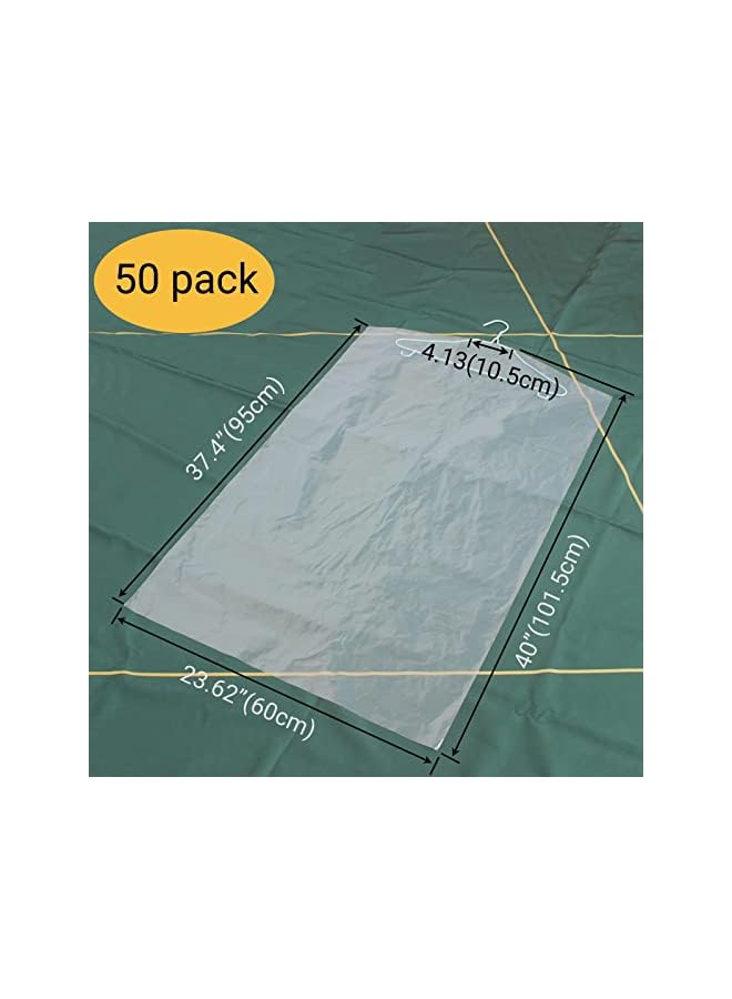 Green Tiger 50 Pack 23.6x40inch Clear Plastic Clothes Covers for Hanging Clothes Dust Proof Garment Bags for Small Business Dry Cleaning Store and Home Closet Storage Suit Cover - Image 2