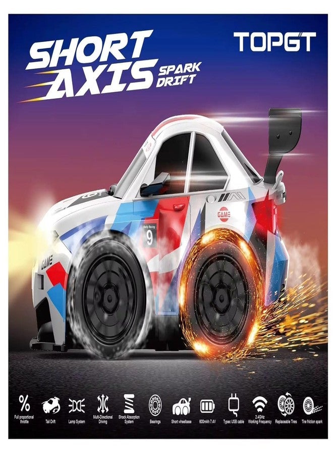 EXOMOON High-Speed RC Drift Car with Spark Effect | Short Axis 2.4GHz Remote Control Racing Toy with LED Lights & Replaceable Drift Tyres for Kids & Adults - Image 4