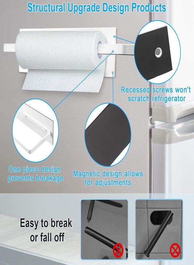 Seropy Magnetic Paper Towel Holder for Fridge, Toilet Paper Roll Holder Magnetic Paper Towel Rack Wall Mount Fridge Organizer for Papers Towels Roll Bathroom Toilet Garage RV Decor Kitchen Organization White - Image 5