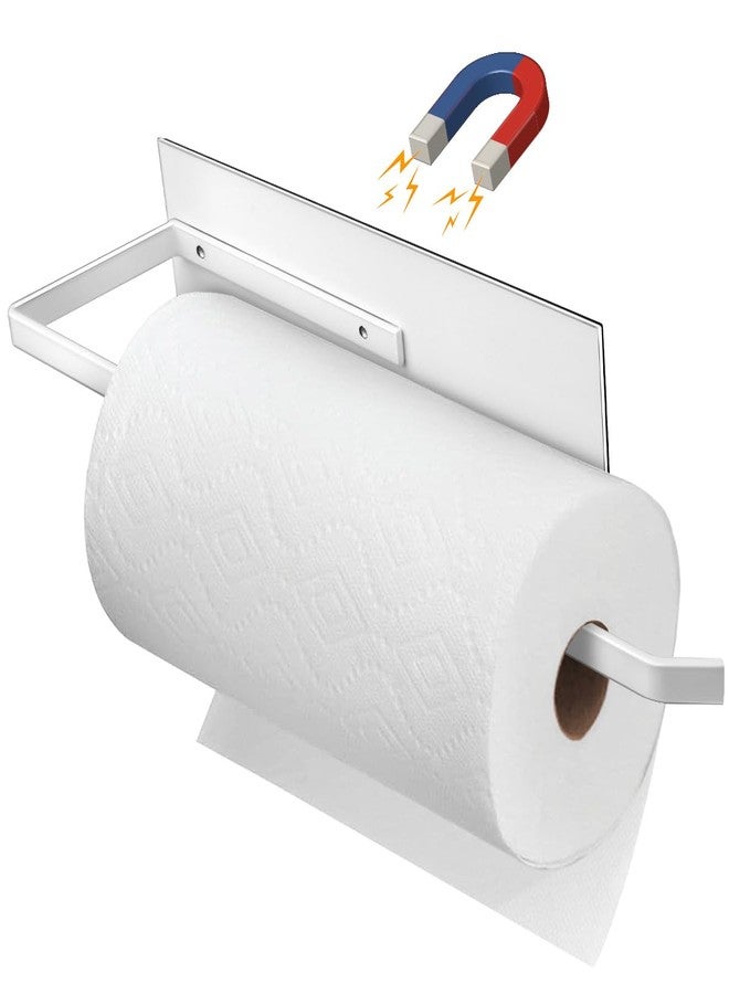 Seropy Magnetic Paper Towel Holder for Fridge, Toilet Paper Roll Holder Magnetic Paper Towel Rack Wall Mount Fridge Organizer for Papers Towels Roll Bathroom Toilet Garage RV Decor Kitchen Organization White - Image 1
