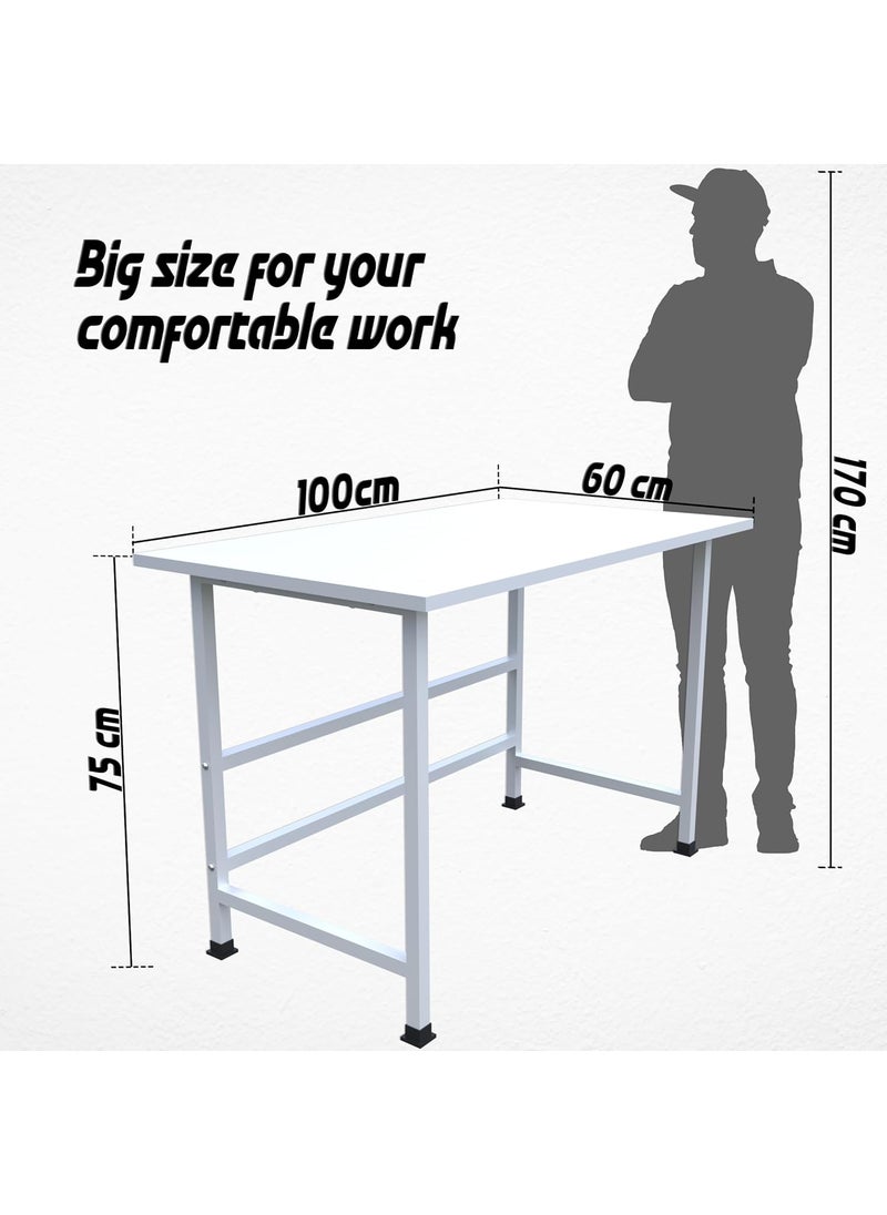CATIVE Wood Study Table Computer Table for Home Office Table Desktop Laptop Table Office Desk 5 Year Warranty White White 100