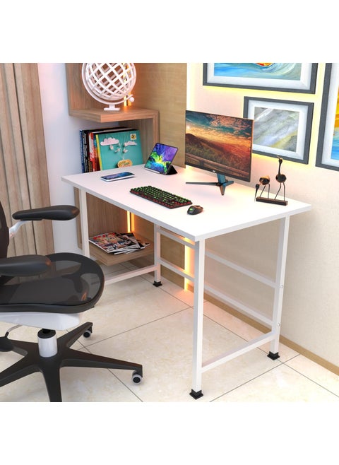 CATIVE Wood Study Table Computer Table for Home Office Table Desktop Laptop Table Office Desk 5 Year Warranty White White 100