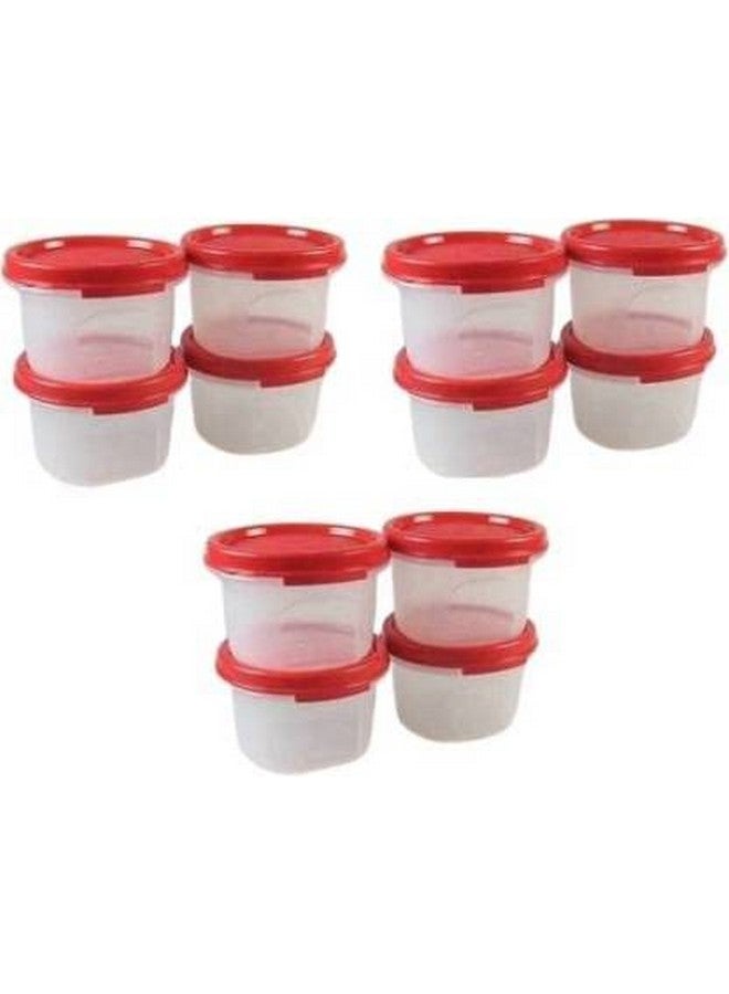 Tupperware Round Polypropylene Plastic Grocery Container 200 ml Pack of 12 (Red) - Image 1