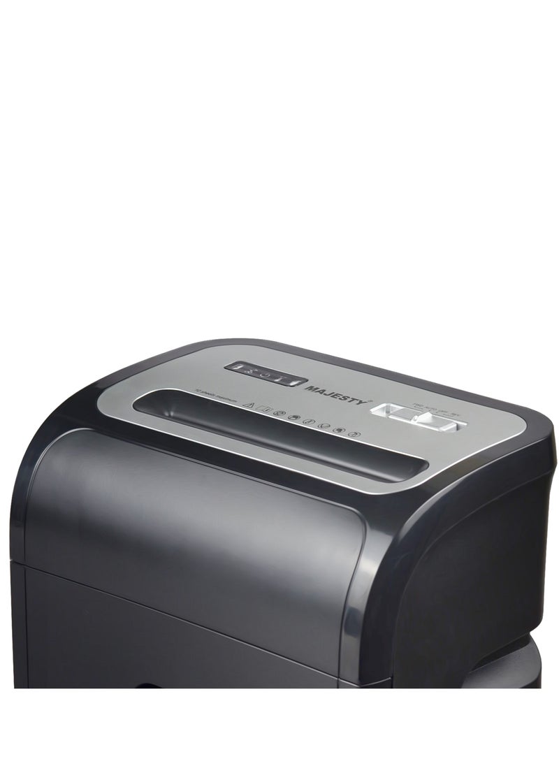 Majesty - Majesty Paper Shredder - An Effective Shredding Machine for Home and Office! This shredder allows you to shred 10 sheets at a time, with a 20-liter capacity for collecting waste. It utilizes cross-cut technology with a size of 4x38 mm to protect your sensitive documents, making it ideal for shredding paper, staples, and credit cards.  Designed to handle heavy-duty tasks, it provides you with reliable performance and ease of use. Choose Majesty to organize your office safely and effectively! - Image 1