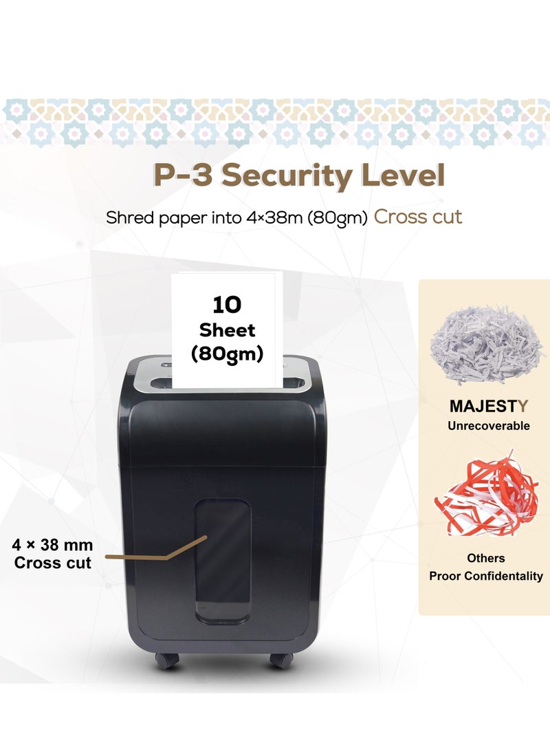 Majesty - Majesty Paper Shredder - An Effective Shredding Machine for Home and Office! This shredder allows you to shred 10 sheets at a time, with a 20-liter capacity for collecting waste. It utilizes cross-cut technology with a size of 4x38 mm to protect your sensitive documents, making it ideal for shredding paper, staples, and credit cards.  Designed to handle heavy-duty tasks, it provides you with reliable performance and ease of use. Choose Majesty to organize your office safely and effectively! - Image 1