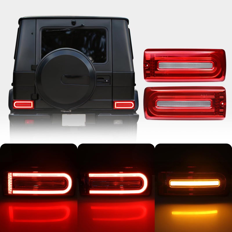 SHINEFIT LED Tail Lights Replacement for GClass W463 G500 G550 G55 G63 G65 AMG 19992018 Sequential Dynamic Amber Turn Signal Lamp Red Taillight Brake Running Light
