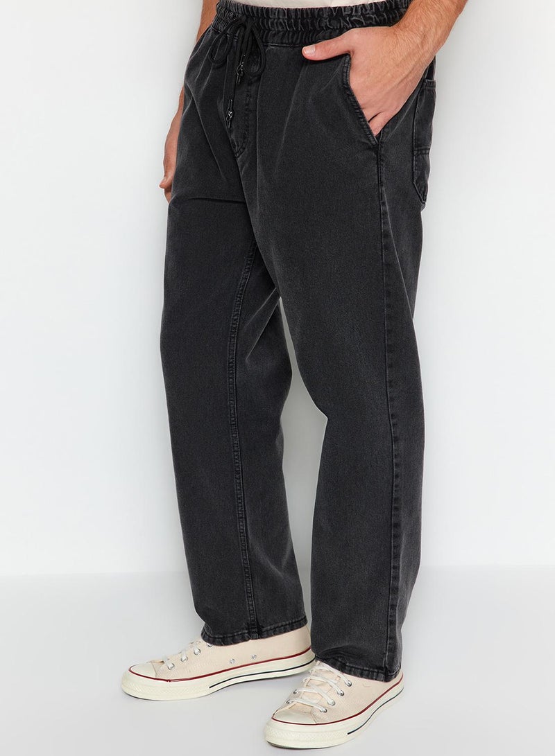 trendyol Black Regular Fit Elastic Waist Jeans Loose Jeans - Image 1