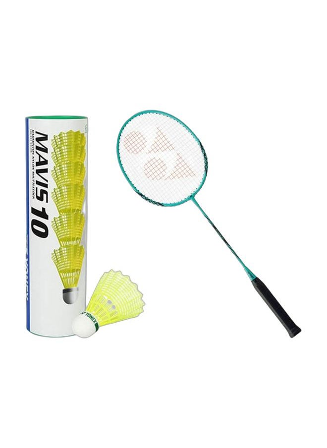 Yonex B 4000 Mint Ug4 + Mavis 10 Green Cap Slow Badminton Shuttlecock 6 Pack, Yellow Pack  - Image 1