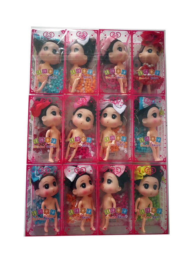 نيبمينينت مجموعة دمى على شكل حلقات مفاتيح مع تنورة يتم تركيبها من الخرز للحرف اليدوية مكونة من 12 قطعة - Image 1