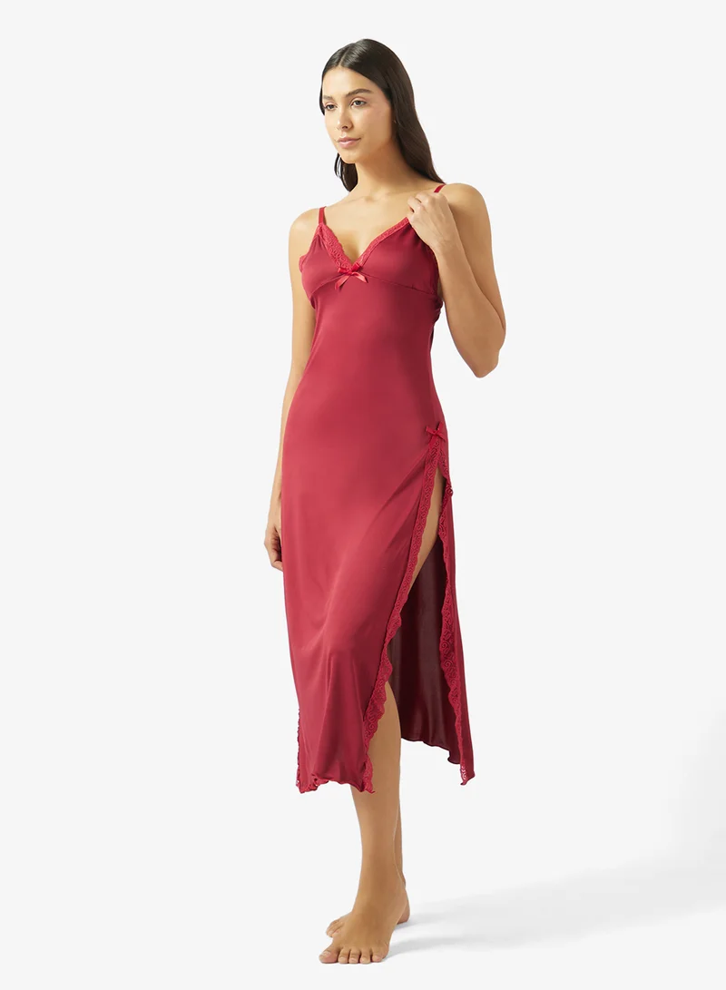 ELLA Night Dress With Lace Slit