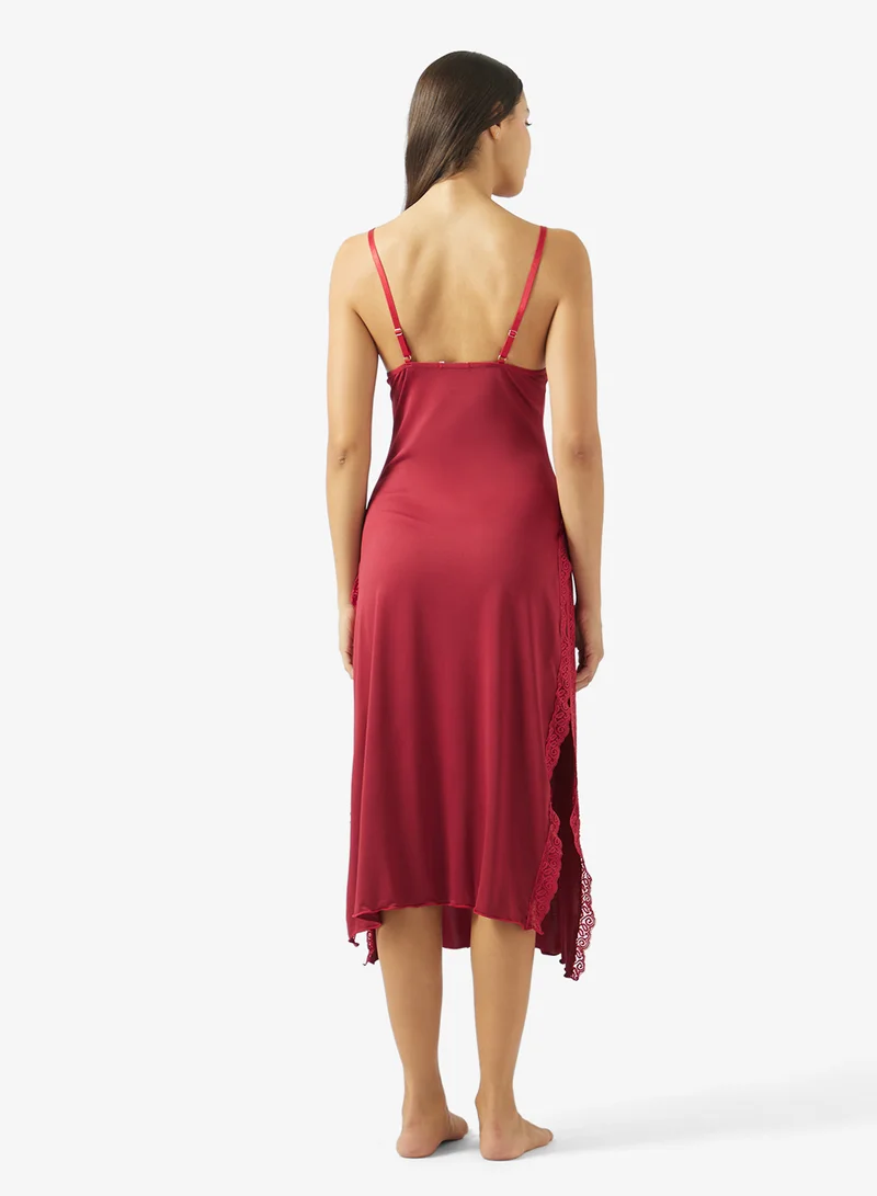 ELLA Night Dress With Lace Slit