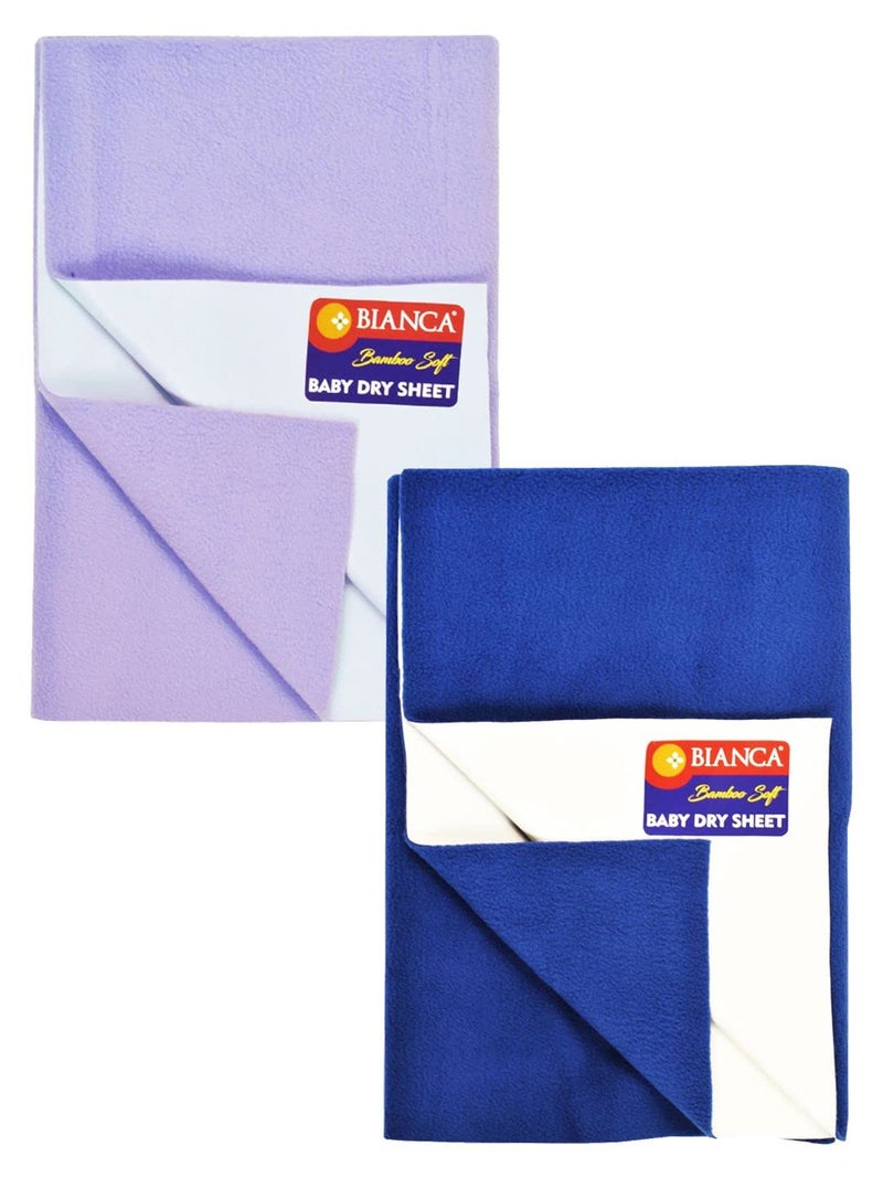 BIANCA Soft Bamboo Baby Dry Sheet, Mattress Protector -2pc Small (smartdry) | Waterproof & Breathable Anti Bacterial | Baby Dry Sheet & Mattress Protector. Smart Dry-Royal Blue/Violet - Image 1
