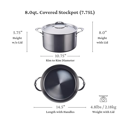 Hestan - NanoBond Collection - Titanium Stainless Steel 8-Quart Stock Pot with Lid - Toxin, PFAS, & Chemical Free Clean Cookware, Induction Cooktop Compatible - Image 2