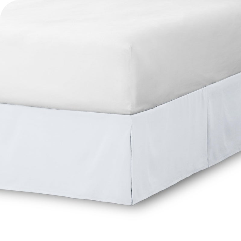 Bare Home Queen Bed Skirt  15Inch Tailored Drop Easy Fit  Bed Skirt for Beds  Center  Corner Pleats Queen White