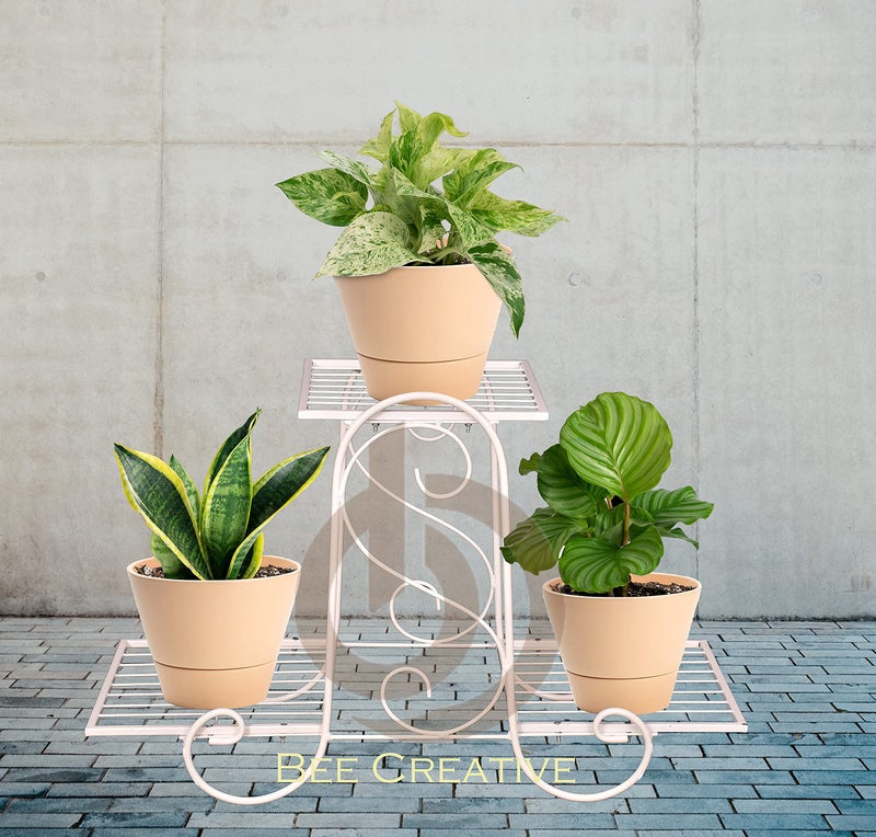 Bee Creative Ceramic Decorative Garden and Home Storage Organizer (3 Tier White) - Image 4