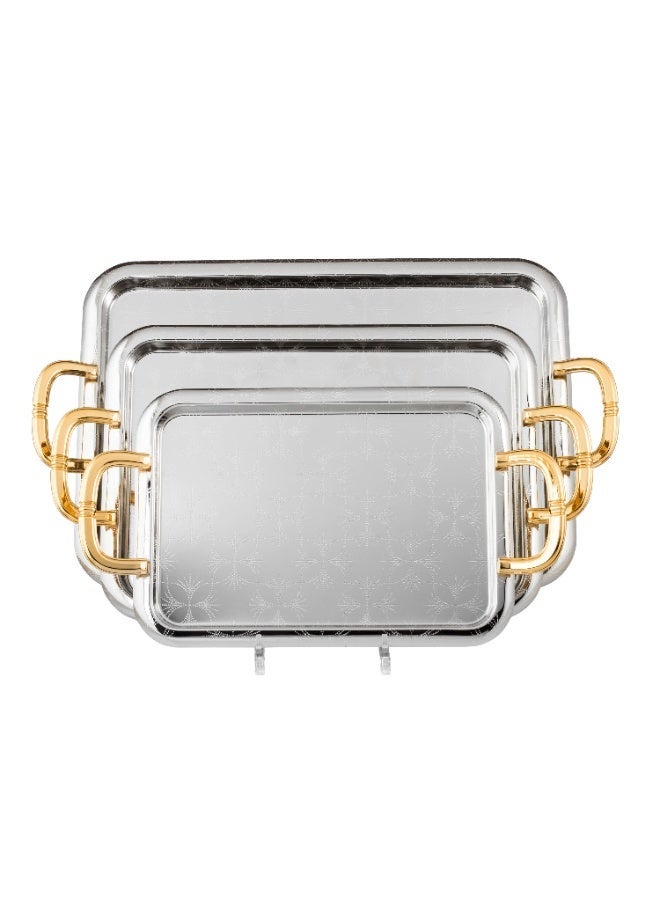 السيف  ✨ صواني السيف المعدنية الفاخرة ✨  3 مقاسات متعددة الاستعمال بلمسة راقية 🤍 - Image 1