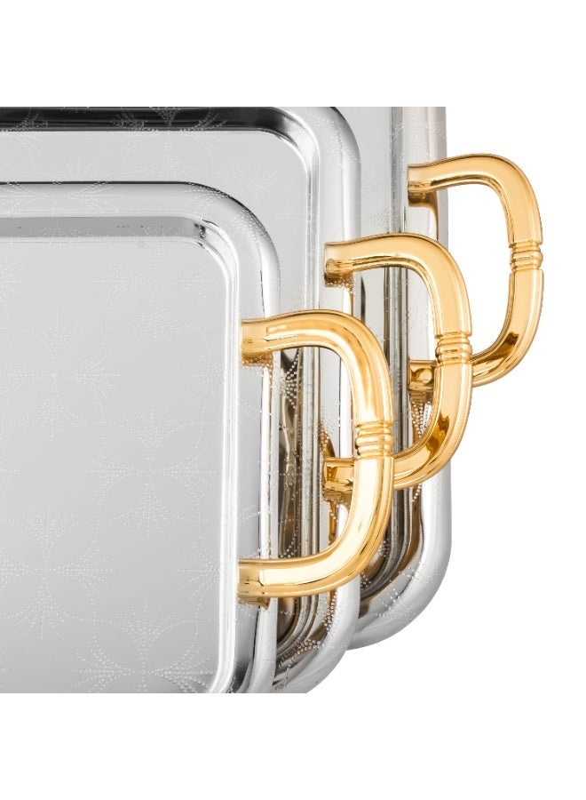 السيف  ✨ صواني السيف المعدنية الفاخرة ✨  3 مقاسات متعددة الاستعمال بلمسة راقية 🤍 - Image 4