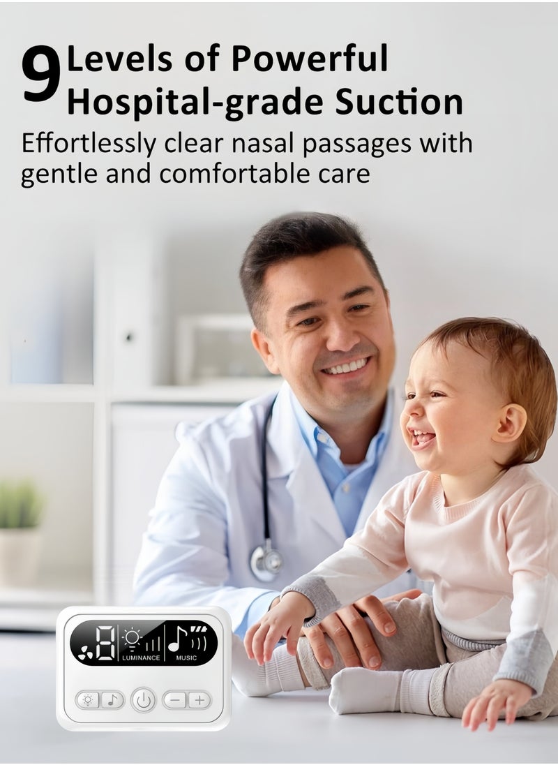LAYRA Baby Nasal Aspirator Electric Hospital Grade Nose Suction with 9 Levels Food-Grade Silicone Tips Night Light and Nursery Rhyme Soothing Function  - Image 2