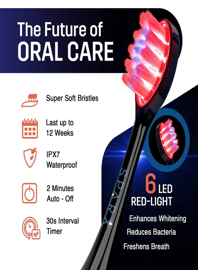 Sparx Toothbrush Replacement Heads, Brush Heads with Red Light Therapy for Gum Care, Replacement Brush Heads, Black, 1 Pack - Image 4