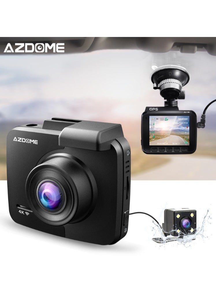AZDOME 4K driving recorder dual lens GS63H HD night vision GPS driving track WIFI  - Image 1