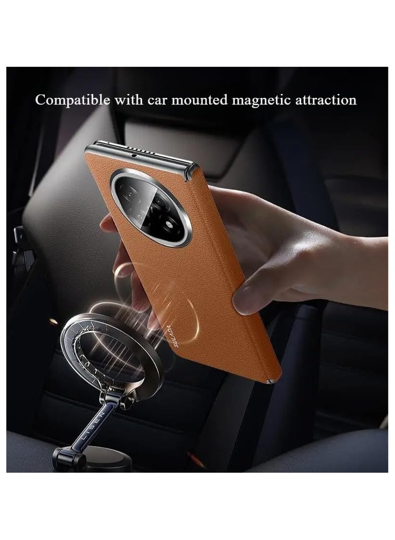 general Leather Case for OPPO Find N5 Case, Selected Genuine Leather Protective Cases with Magnetic Attraction, Anti-Shock and Anti-Drop Hinges Full Wrap Case - Image 4