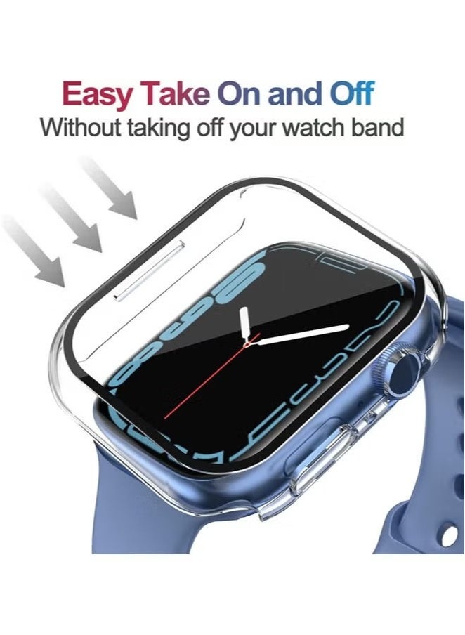 Apple Watch Series 9 8 7 45mm case with Tempered Film Screen Protector, Full Protective Hard PC Bumper Touch Sensitive HD Screen Cover(45mm,Black)  - Image 3