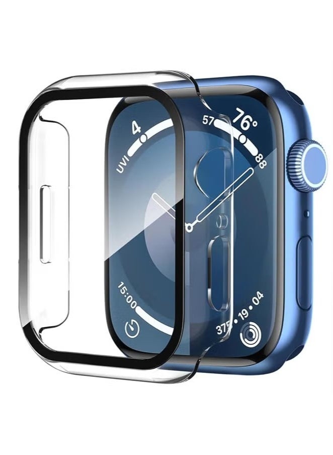Apple Watch Series 9 8 7 45mm case with Tempered Film Screen Protector, Full Protective Hard PC Bumper Touch Sensitive HD Screen Cover(45mm,Black)  - Image 1