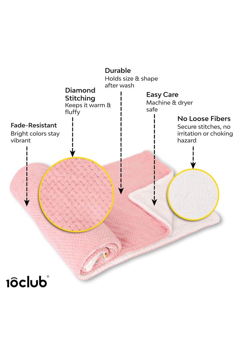 My NewBorn - MyNewborn by 10club Double Layer Diamond Fleece Blanket | for Girls, Boys, Newborn, Toddler | 0-5 Y | All Season, AC Blanket | 101 x152 cm | 410 GSM (Pink) - Image 1
