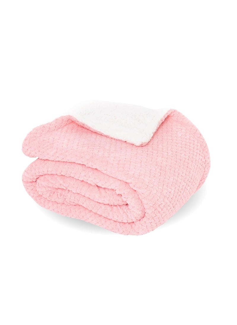 My NewBorn - MyNewborn by 10club Double Layer Diamond Fleece Blanket | for Girls, Boys, Newborn, Toddler | 0-5 Y | All Season, AC Blanket | 101 x152 cm | 410 GSM (Pink) - Image 1