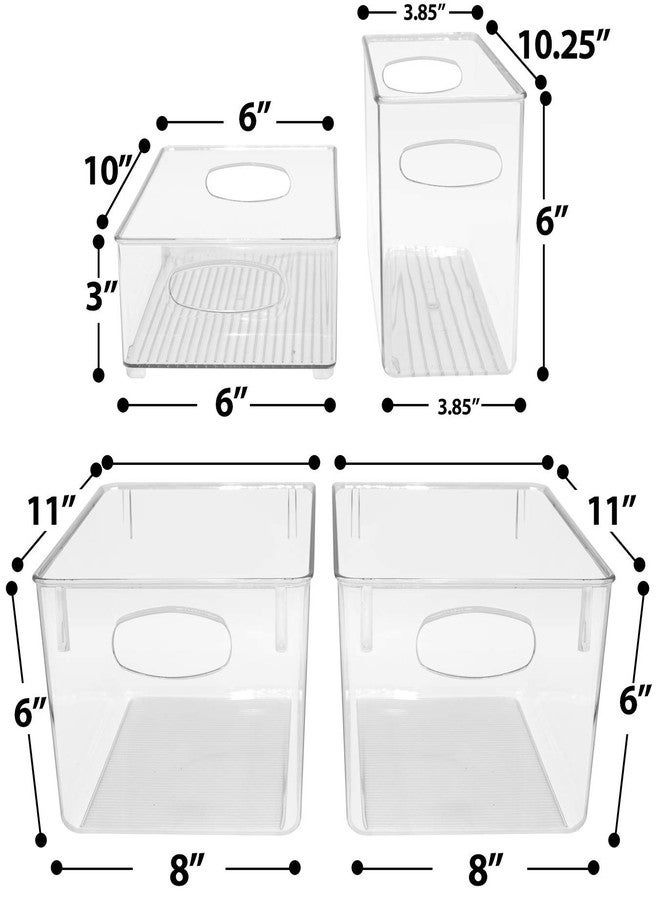 Sorbus Plastic Storage Bins Stackable Clear Pantry Organizer Box Bin for Organizing Kitchen Fridge, Food, Snack Pantry, Fruit, Vegetables, Bathroom, Wide & Narrow Deep Container Set - Image 2