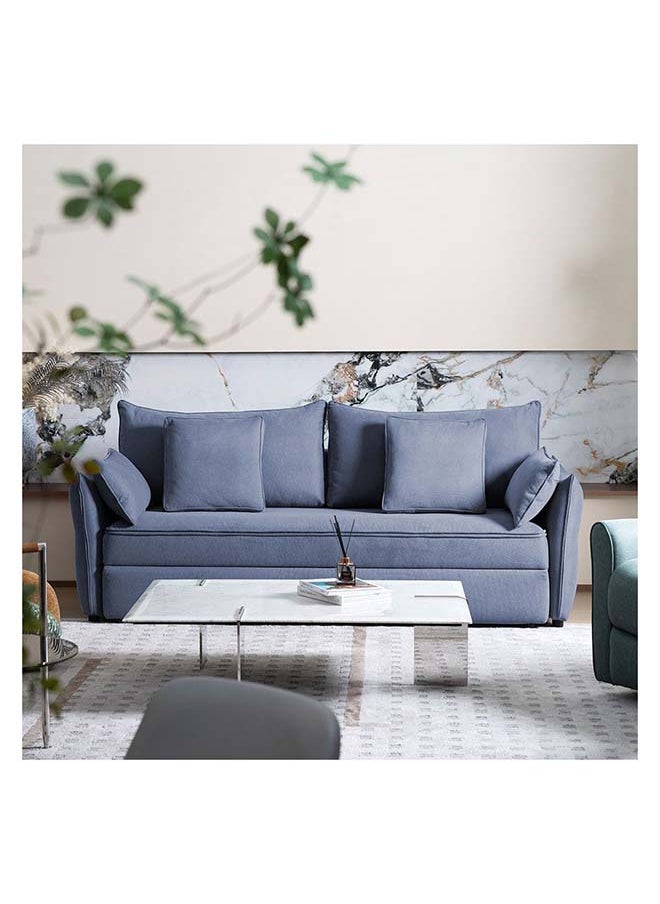 DANUBE HOME Danube Home Zaden 3 Seater Fabric Sofabed Modern Design Three Seat Sofas Comfortable Living Room Furniture L 220 x W 86 x H 92 cm Blue  - Image 1