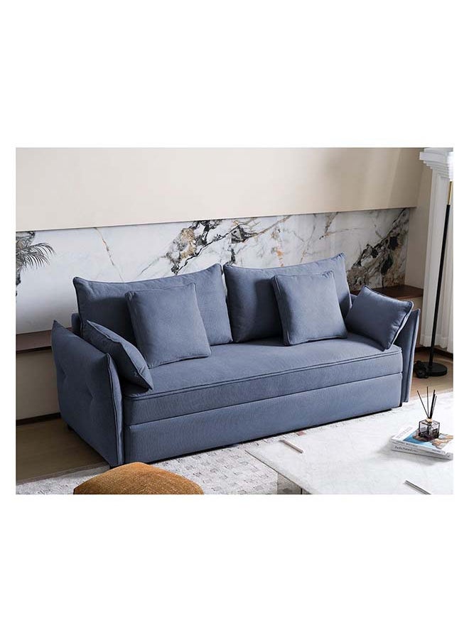 DANUBE HOME Danube Home Zaden 3 Seater Fabric Sofabed Modern Design Three Seat Sofas Comfortable Living Room Furniture L 220 x W 86 x H 92 cm Blue  - Image 2