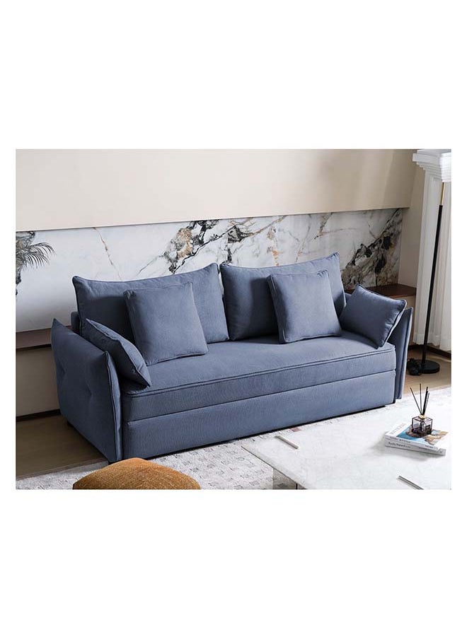 DANUBE HOME Danube Home Zaden 3 Seater Fabric Sofabed Modern Design Three Seat Sofas Comfortable Living Room Furniture L 220 x W 86 x H 92 cm Blue  - Image 3