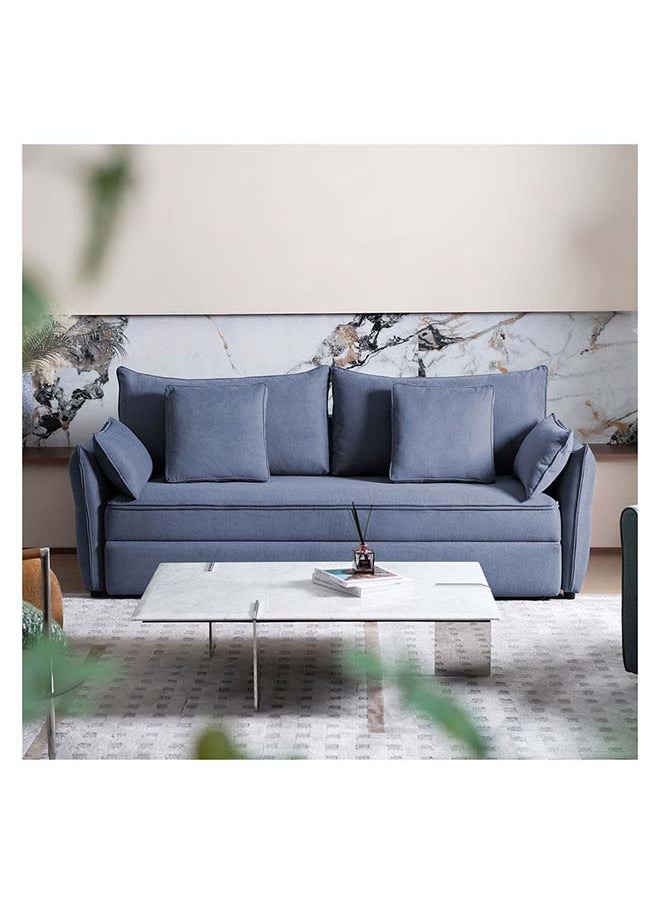 DANUBE HOME Danube Home Zaden 3 Seater Fabric Sofabed Modern Design Three Seat Sofas Comfortable Living Room Furniture L 220 x W 86 x H 92 cm Blue  - Image 4
