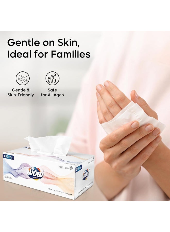 WOW Classic Facial Tissue 200 x 2 Ply - 4 + 1 Free - Image 5