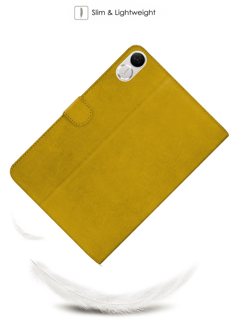 Wtech Honor Pad V9 11.5  2024 (11.5 inches) WTech PU Leather Magnetic Closure Flip Case Cover (TCFPSR) - Mustard - Image 2
