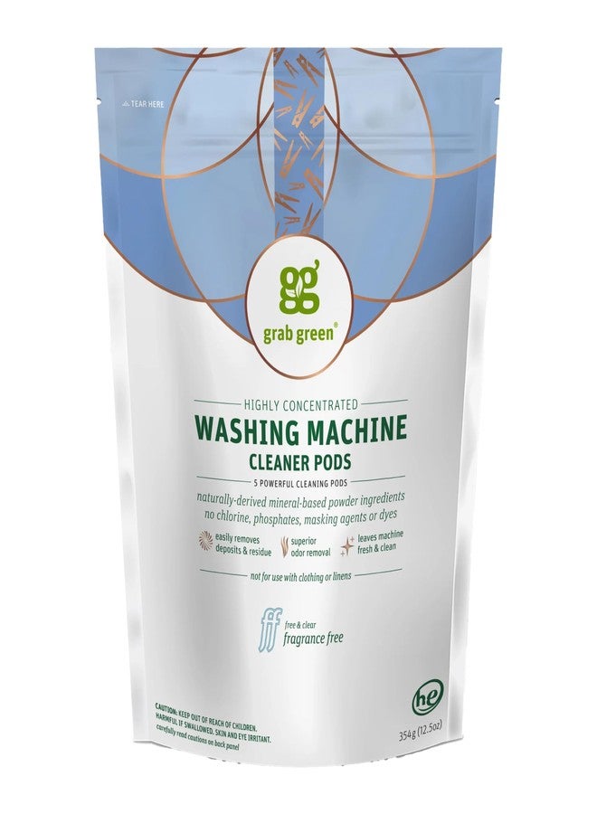 Grab Green Washing Machine Cleaner, 5 Count, Fragrance Free, Mineral Based Removes Deposits and Odors, Naturally Cleans - Image 1