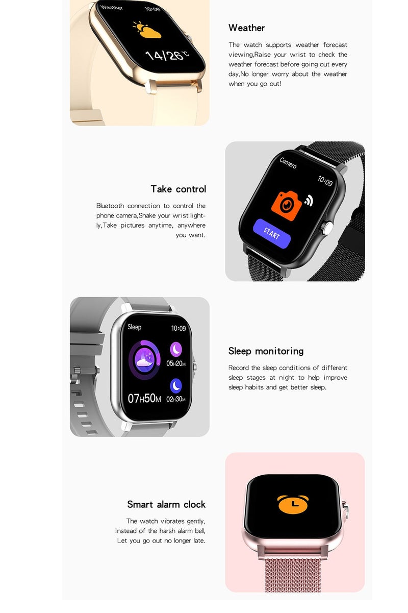 Smart Watch 1.7 Inches HD Full Touch Screen With Waterproof Bluetooth Calling With Heart Rate Monitor Sport Digital Smartwatch For Women Men Fitness Tracker Sleep Monitor Pedometer - Image 4