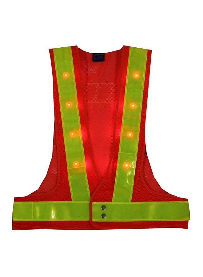 YOA 16 Led Light Up Cycling Traffic Outdoor Night Safety Warning Vest (Led Safety Vest Orange) - Image 2