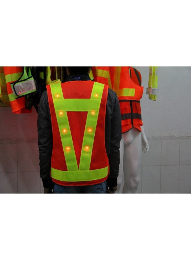 YOA 16 Led Light Up Cycling Traffic Outdoor Night Safety Warning Vest (Led Safety Vest Orange) - Image 5