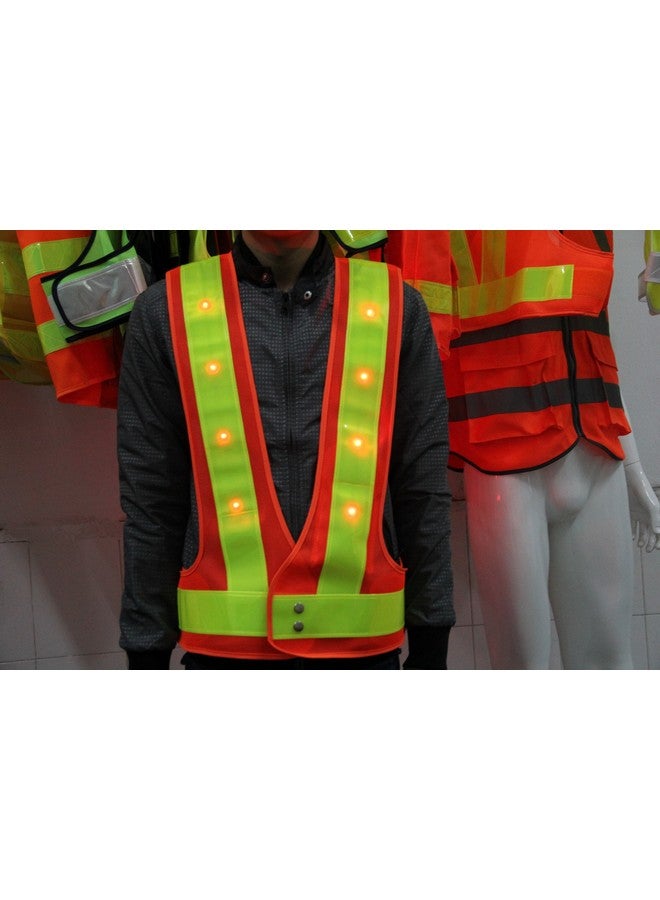 YOA 16 Led Light Up Cycling Traffic Outdoor Night Safety Warning Vest (Led Safety Vest Orange) - Image 4