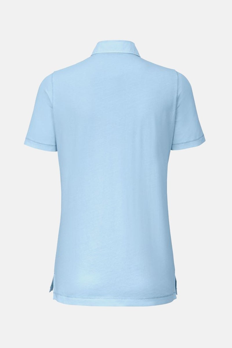 Tchibo Women Spread Collar Short Sleeve Plain Polo Shirt, Blue - Image 3