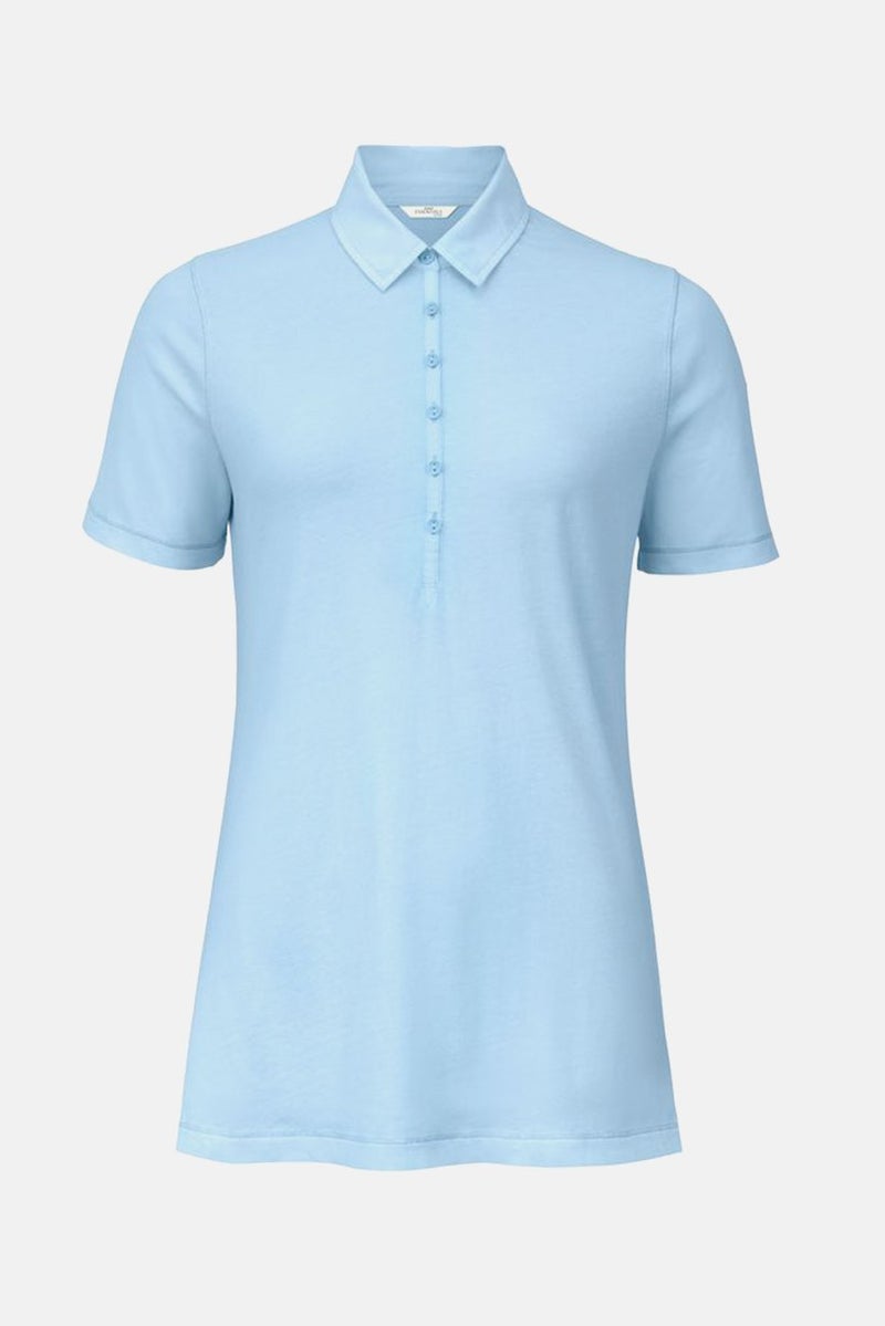 Tchibo Women Spread Collar Short Sleeve Plain Polo Shirt, Blue - Image 2