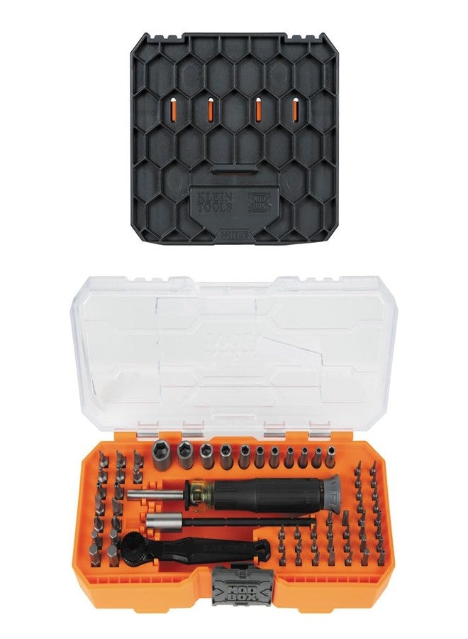 Klein Tools 80177 MODbox Ratcheting Driver Set with MODbox Case Adapter, Modular Tool System Side Rail Attachment, 65 Piece - Image 1