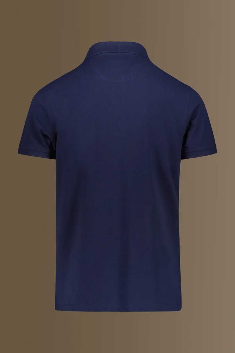 Doppelganger Blue Short sleeves polo 100% cotton piquet solid colour - Royal for Men | Best Price UAE