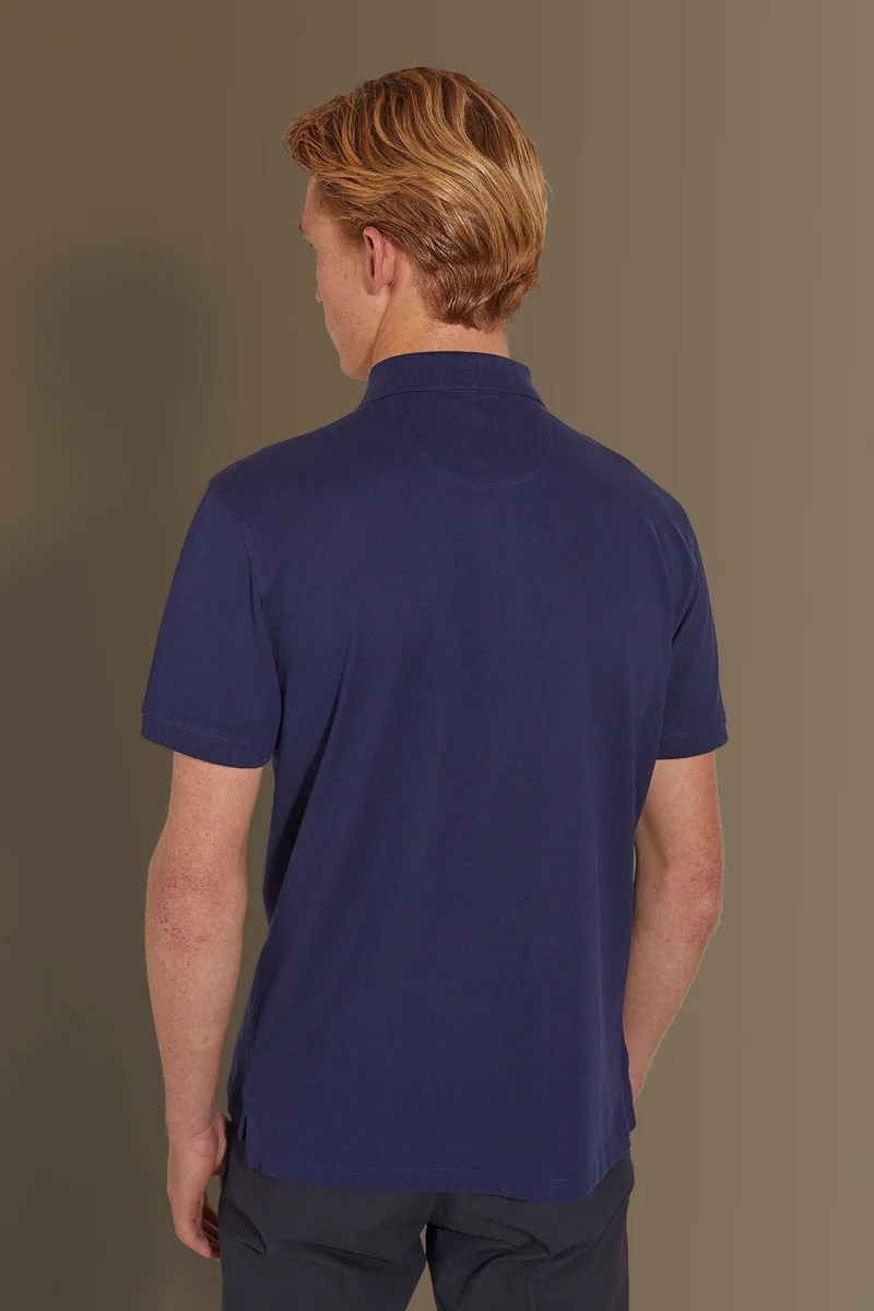 Doppelganger Blue Short sleeves polo 100% cotton piquet solid colour - Royal for Men | Best Price UAE