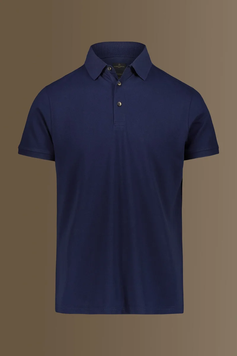 Doppelganger Blue Short sleeves polo 100% cotton piquet solid colour - Royal for Men | Best Price UAE