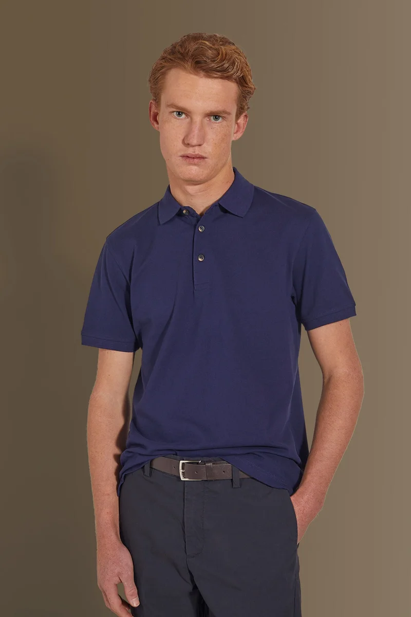 Short sleeves polo 100% cotton piquet solid colour - Royal