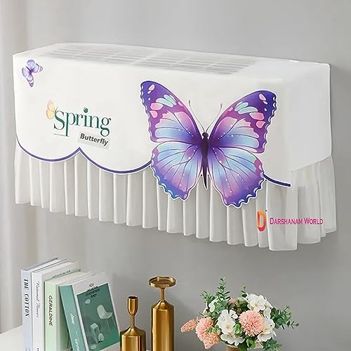 DARSHANAM WORLD Jacquard Butterfly Design Ac Cover For 1.5 Ton | Premium Work Indoor AC Dust Protection Cover Designer Folding Adjustable Split Ac Cover - Image 1